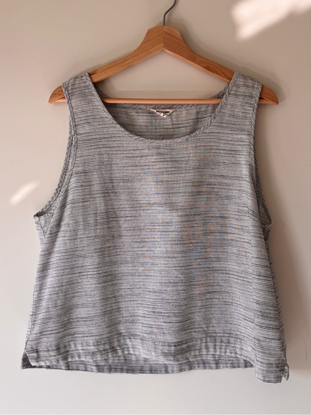 Gray Striped Tank Top - Casual Scoop Neck